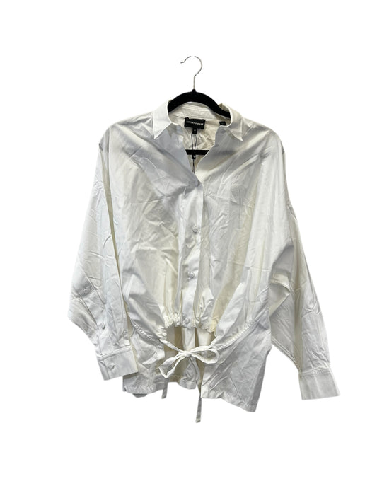 Top Long Sleeve Designer By Armani In White, Size: L