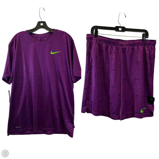 Athletic Shorts 2pc By Nike In Green & Purple, Size: Xl