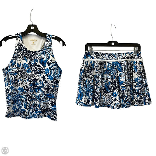 Athletic Shorts 2pc By Lilly Pulitzer In Blue & White, Size: S