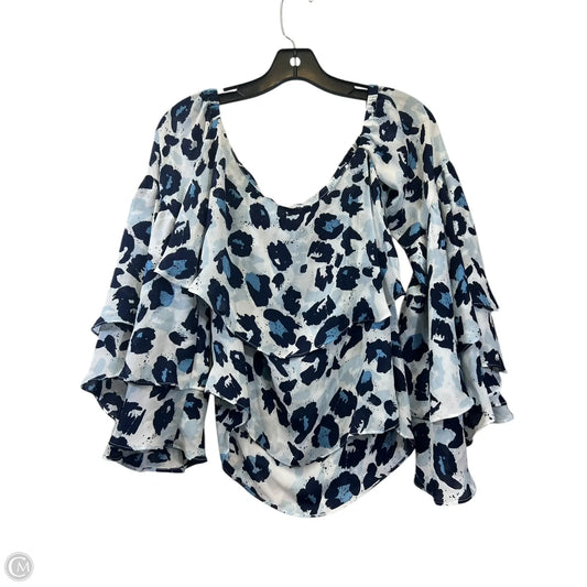 Top Long Sleeve By Parker In Blue & White, Size: S