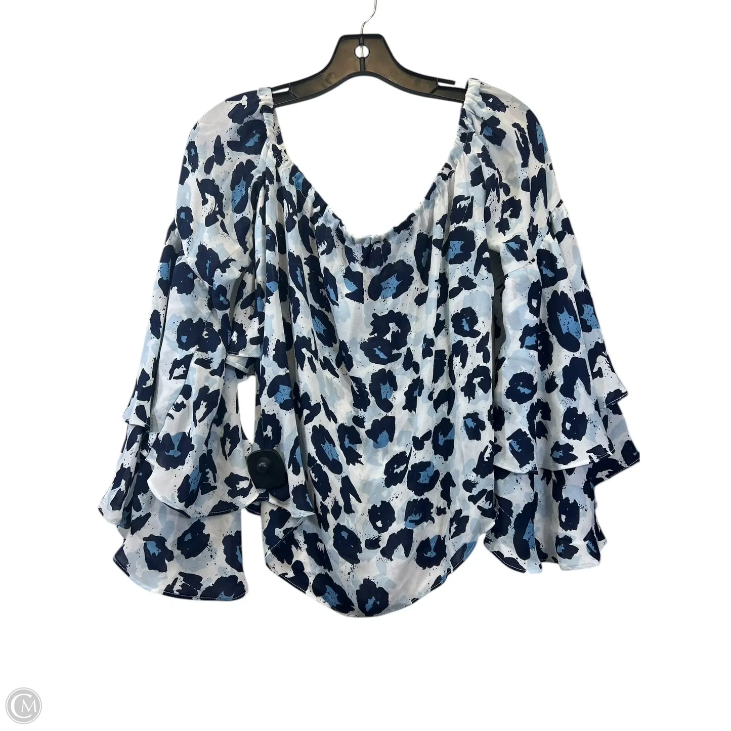 Top Long Sleeve By Parker In Blue & White, Size: S