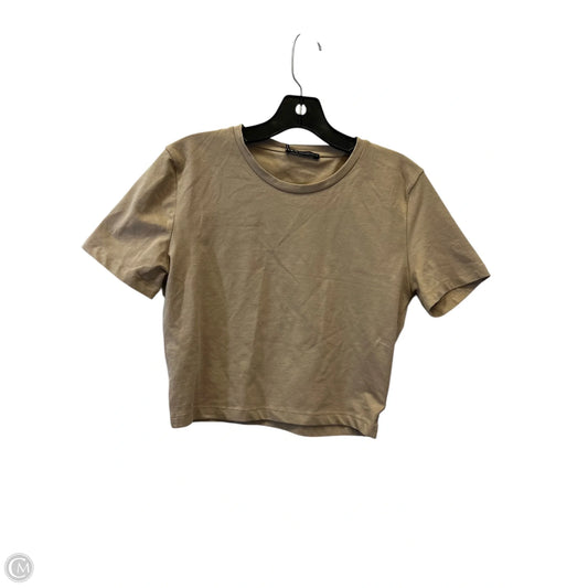 Top Short Sleeve By Zara In Tan, Size: S
