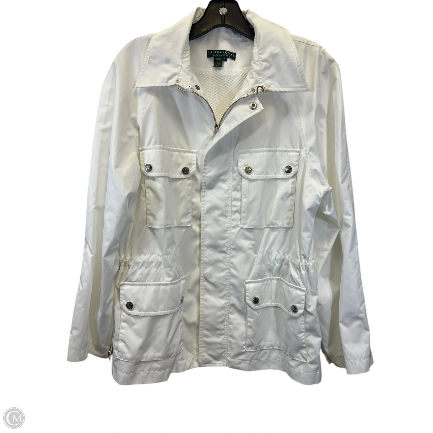 Jacket Windbreaker By Lauren By Ralph Lauren In White, Size: L
