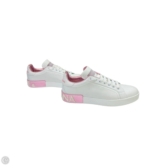Shoes Luxury Designer By Dolce And Gabbana In Pink & White, Size: 10.5