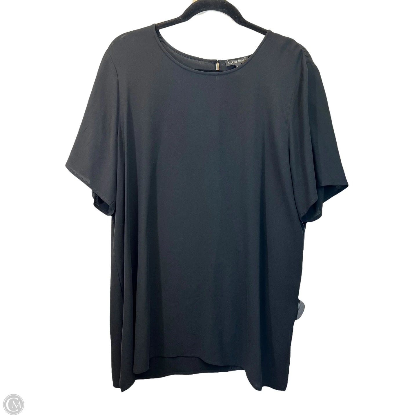 Top Short Sleeve Designer By Eileen Fisher In Black, Size: L