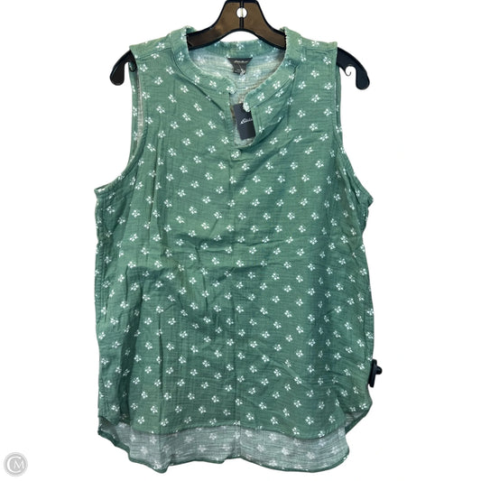 Top Sleeveless By Eddie Bauer In Green & White, Size: M
