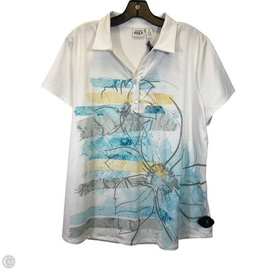 Athletic Top Short Sleeve By Zenergy By Chicos In White & Yellow, Size: Xl