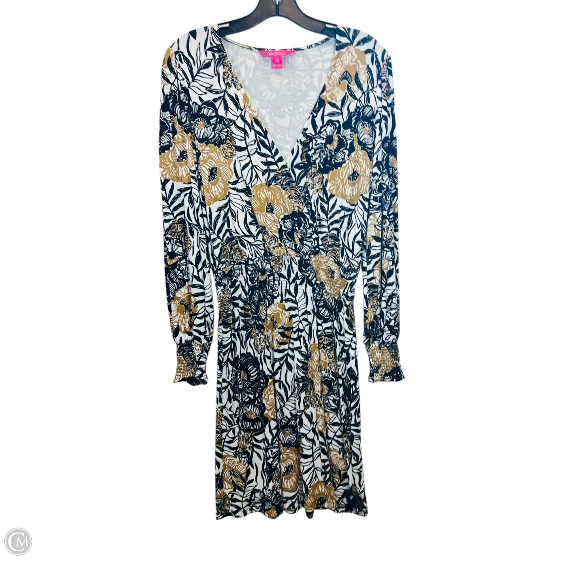 Dress Casual Midi By Lilly Pulitzer In Black & Gold, Size: Xs Clothes Mentor Rochester Hills MI #311 Dress Casual Midi By Lilly Pulitzer In Black & Gold, Size: Xs Clothes Mentor Rochester Hills MI #311