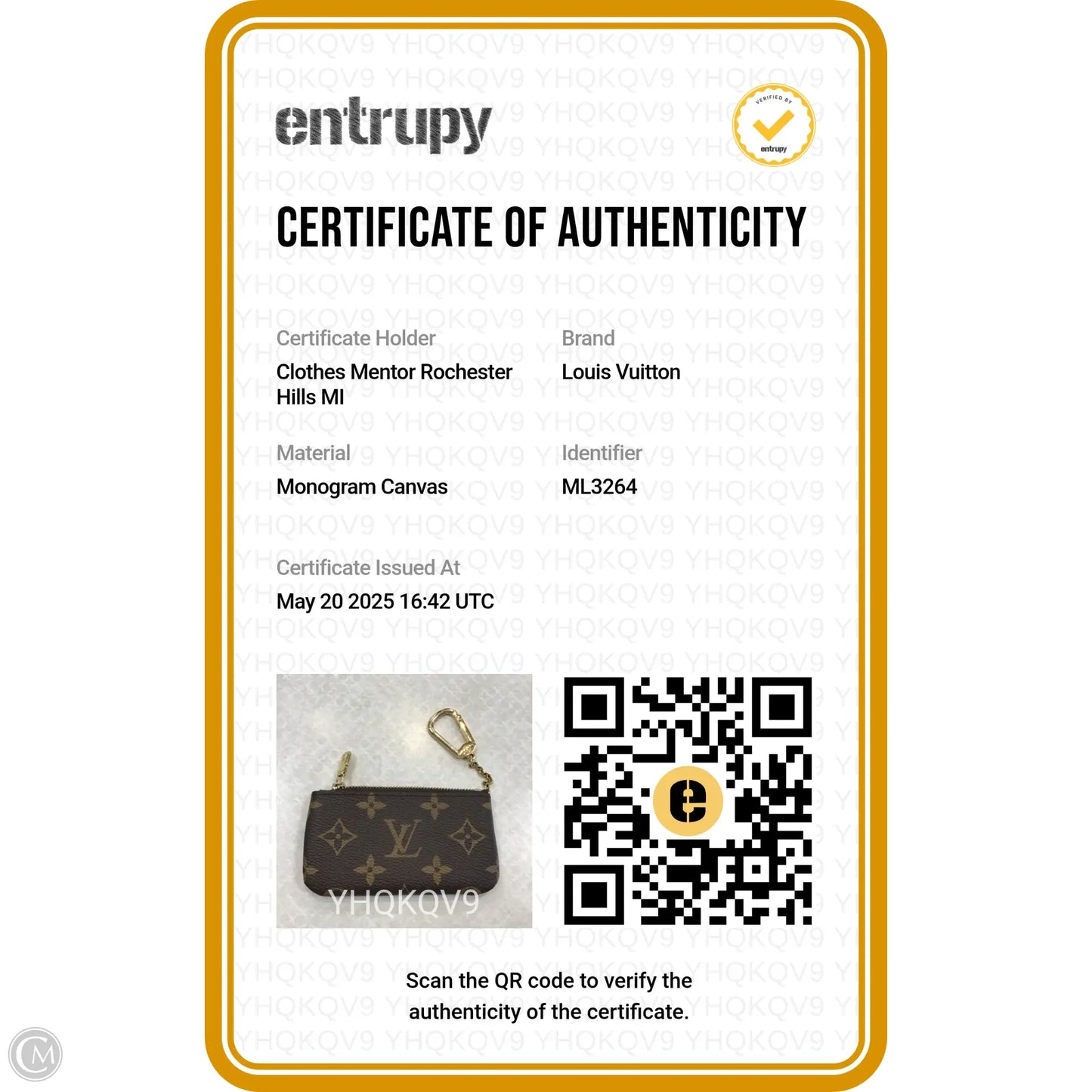 Key Chain Luxury Designer By Louis Vuitton, Size: Small