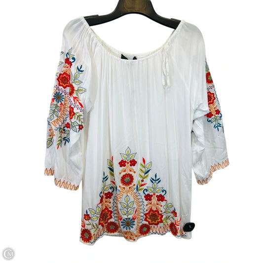 Tunic Long Sleeve By Luna Collection In Floral Print, Size: Xl