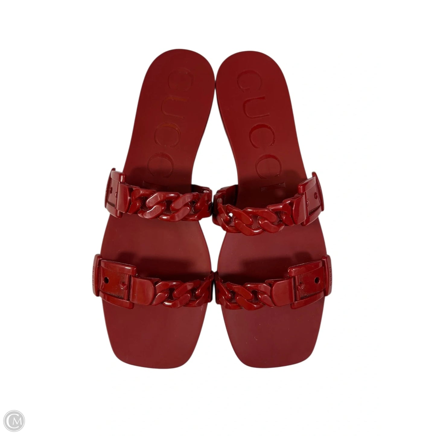 Sandals Luxury Designer By Gucci In Red, Size: 10