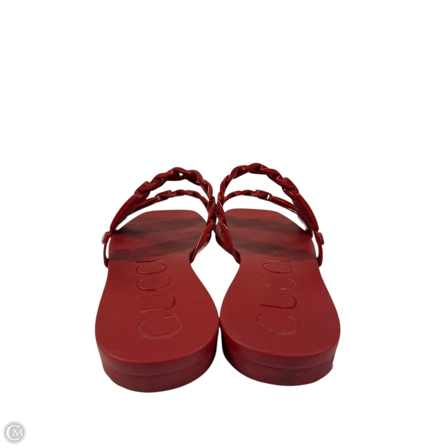 Sandals Luxury Designer By Gucci In Red, Size: 10