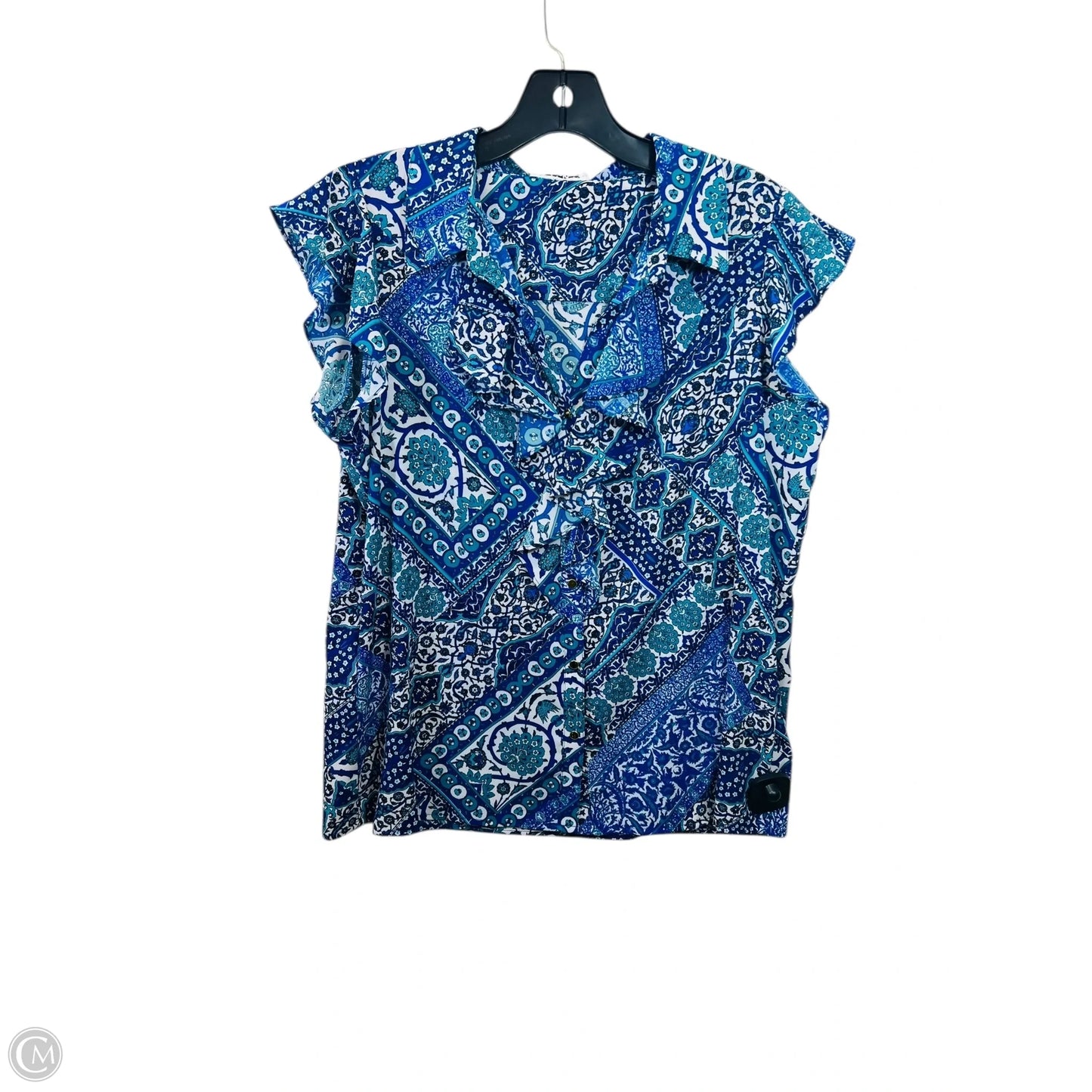 Top Short Sleeve By Calvin Klein In Blue & Green, Size: Lp