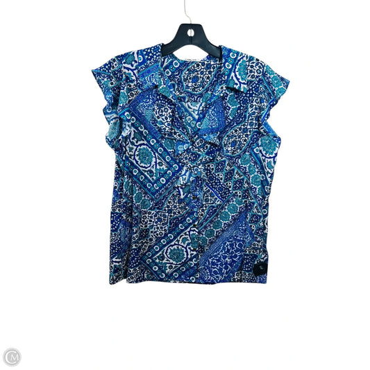 Top Short Sleeve By Calvin Klein In Blue & Green, Size: Lp