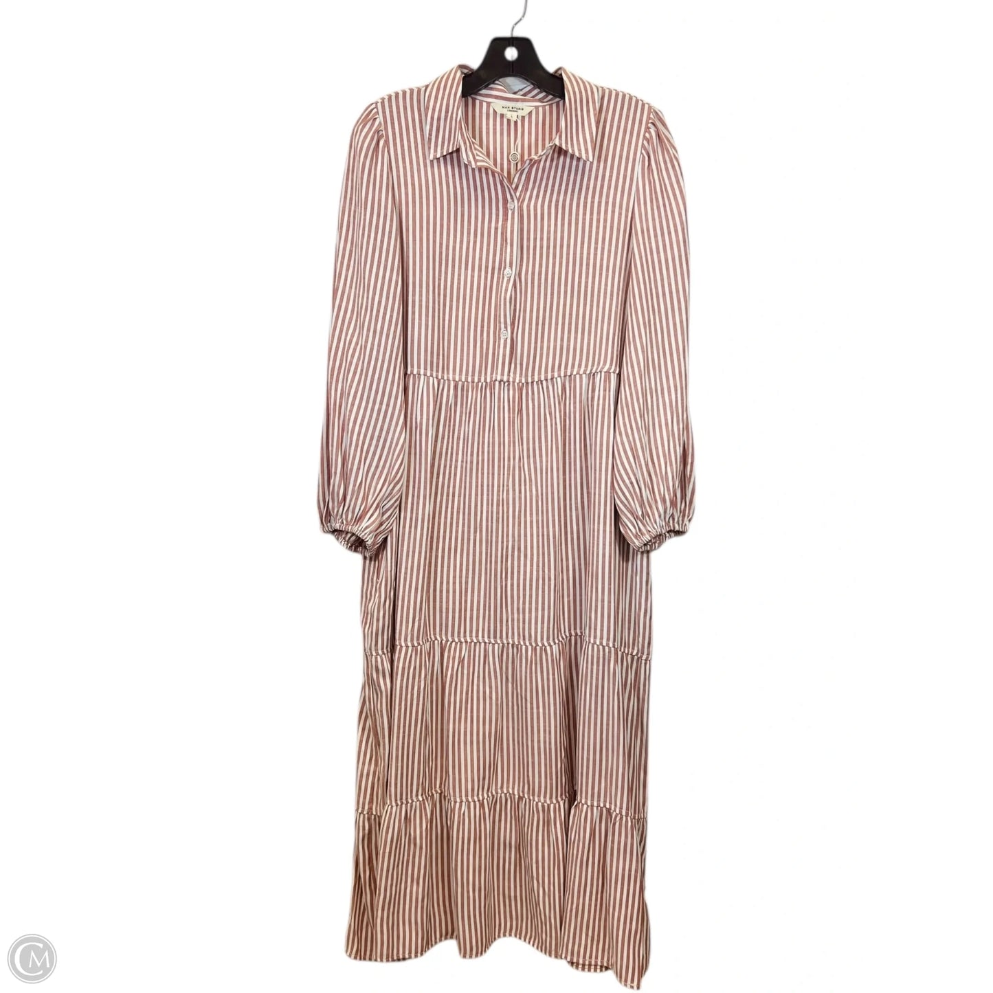 Dress Casual Maxi By Max Studio In Pink & White, Size: L