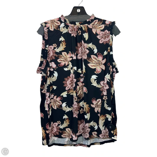Top Sleeveless By Tahari By Arthur Levine In Black & Brown, Size: 1x
