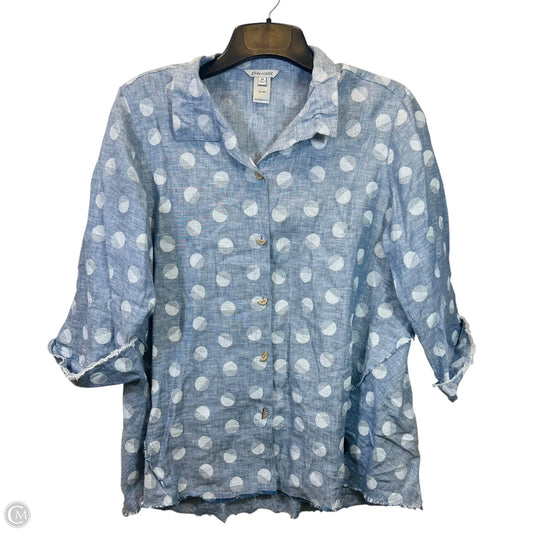 Top Long Sleeve Designer By John Mark In Blue, Size: 1x