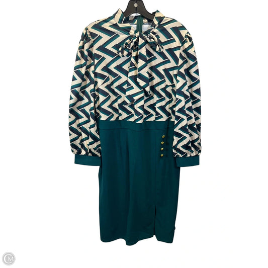 Dress Casual Midi In Green & Tan, Size: 2x