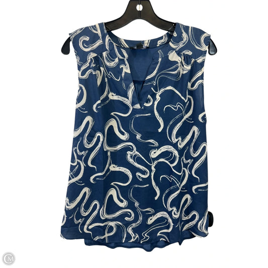 Top Sleeveless By Fortune & Ivy In Blue & Cream, Size: M