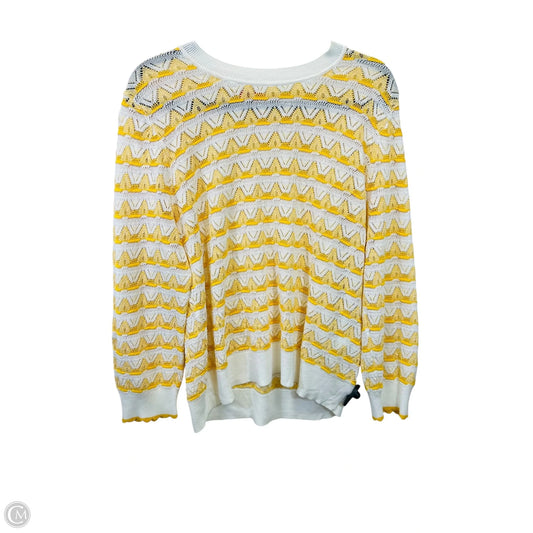 Top Long Sleeve Designer By Kate Spade In White & Yellow, Size: Xl