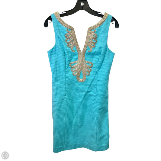 Dress Casual Midi By Lilly Pulitzer In Blue & Gold, Size: 4