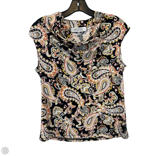 Top Sleeveless By Kasper In Black & Yellow, Size: Xs