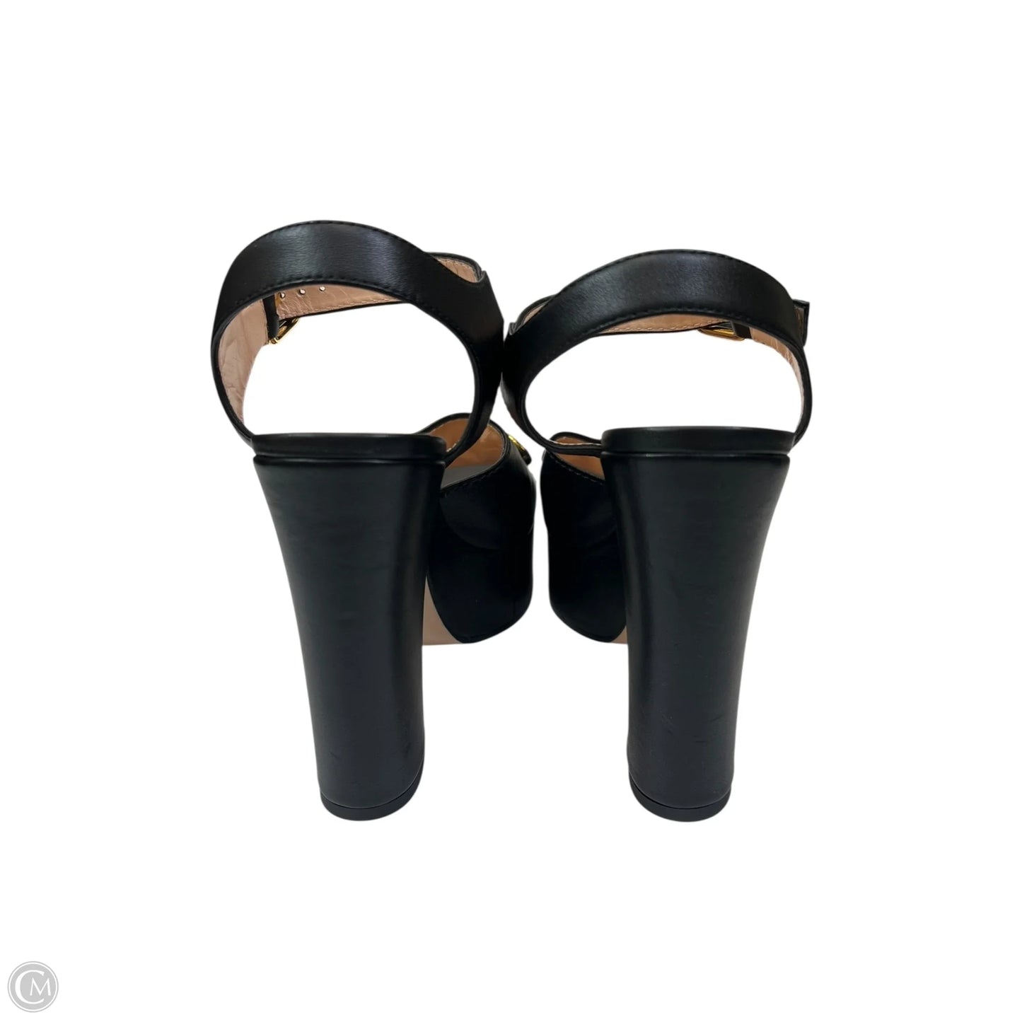 Sandals Luxury Designer By Gucci In Black & Gold, Size: 10.5