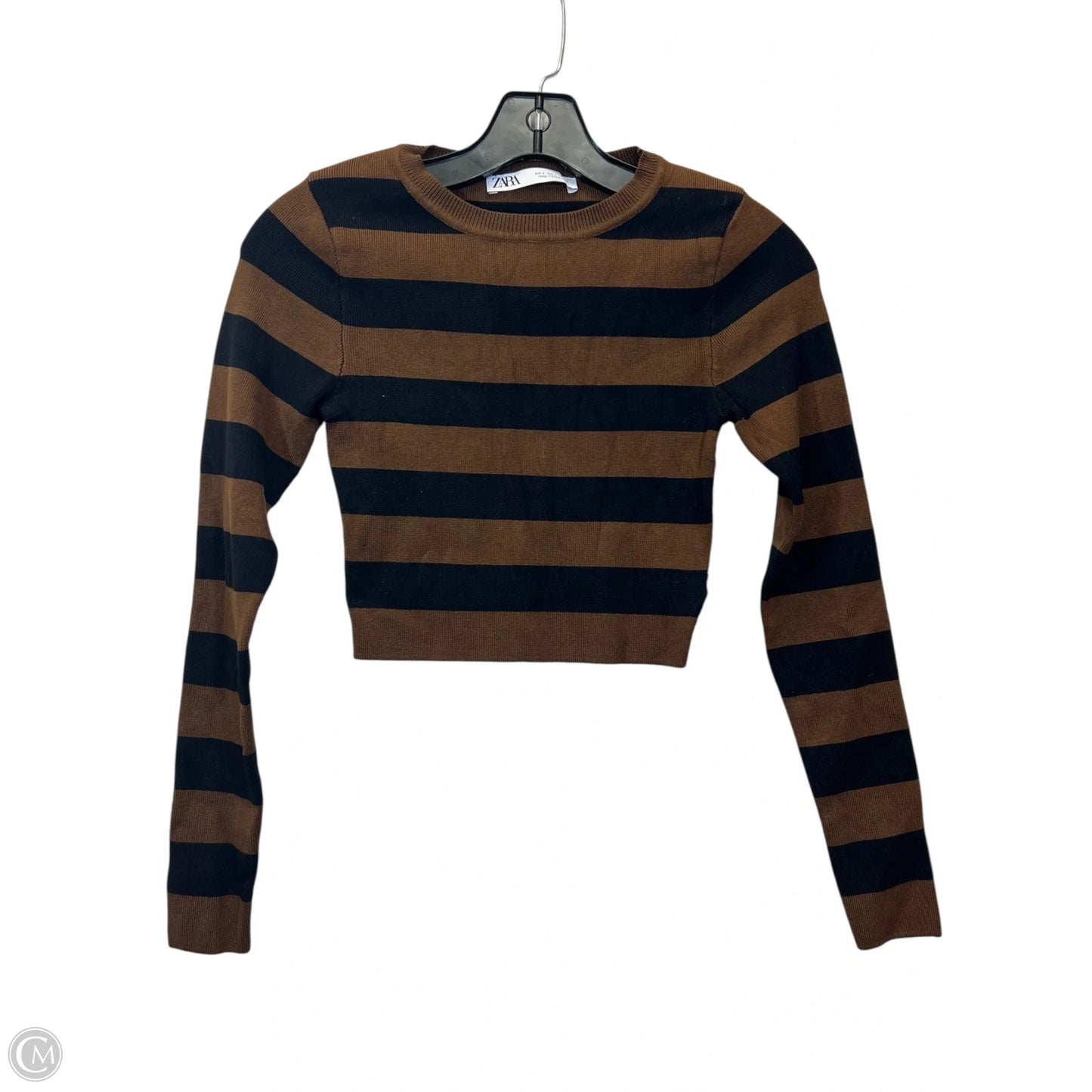 Top Long Sleeve By Zara In Striped Pattern, Size: S