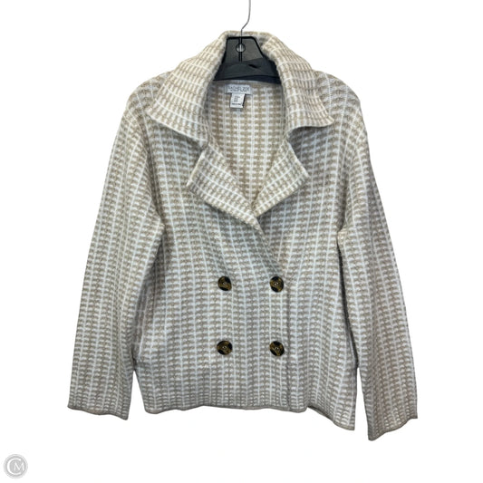 Sweater Cardigan By Rachel Zoe In Tan & White, Size: M