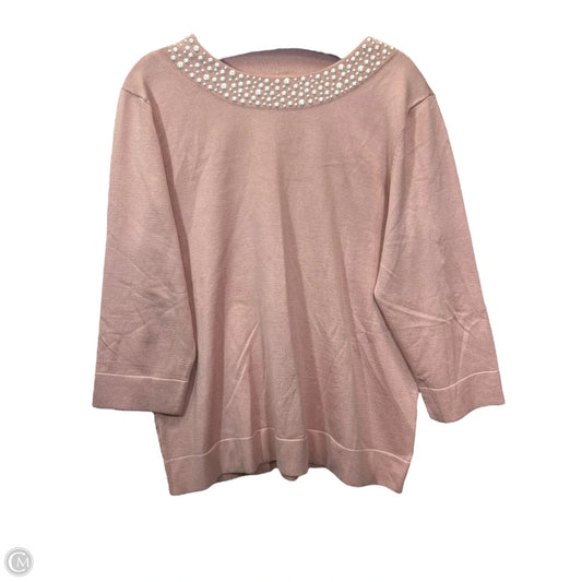 Top 3/4 Sleeve By Calvin Klein In Pink, Size: Xl