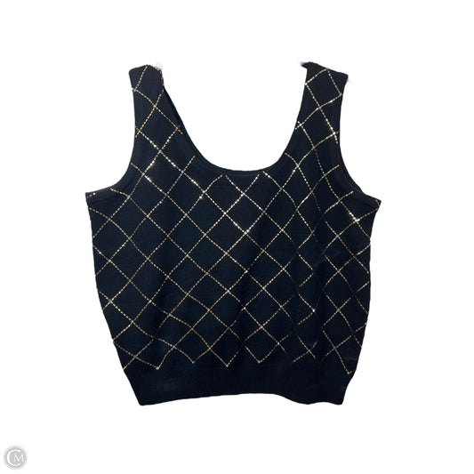 Top Sleeveless Designer By St John Collection In Black & Gold, Size: Xl