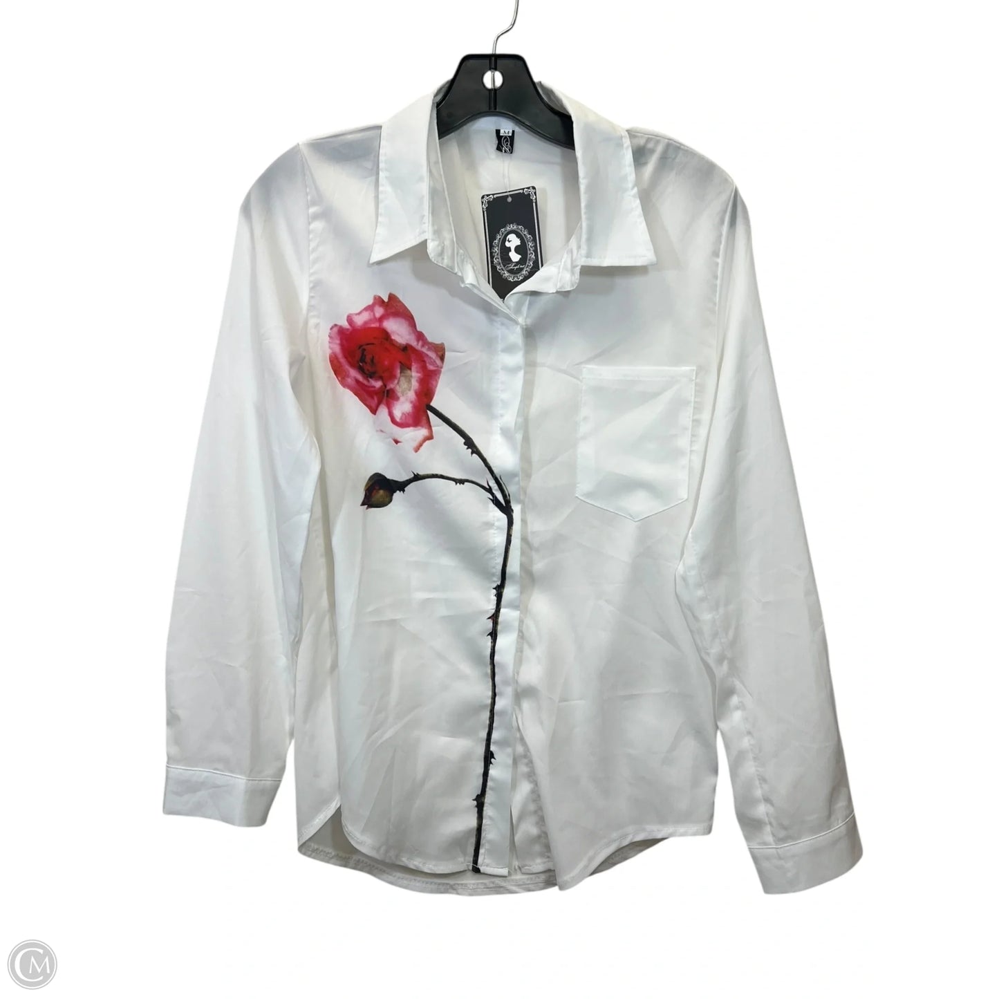 Top Long Sleeve By Clothes Mentor In White, Size: M