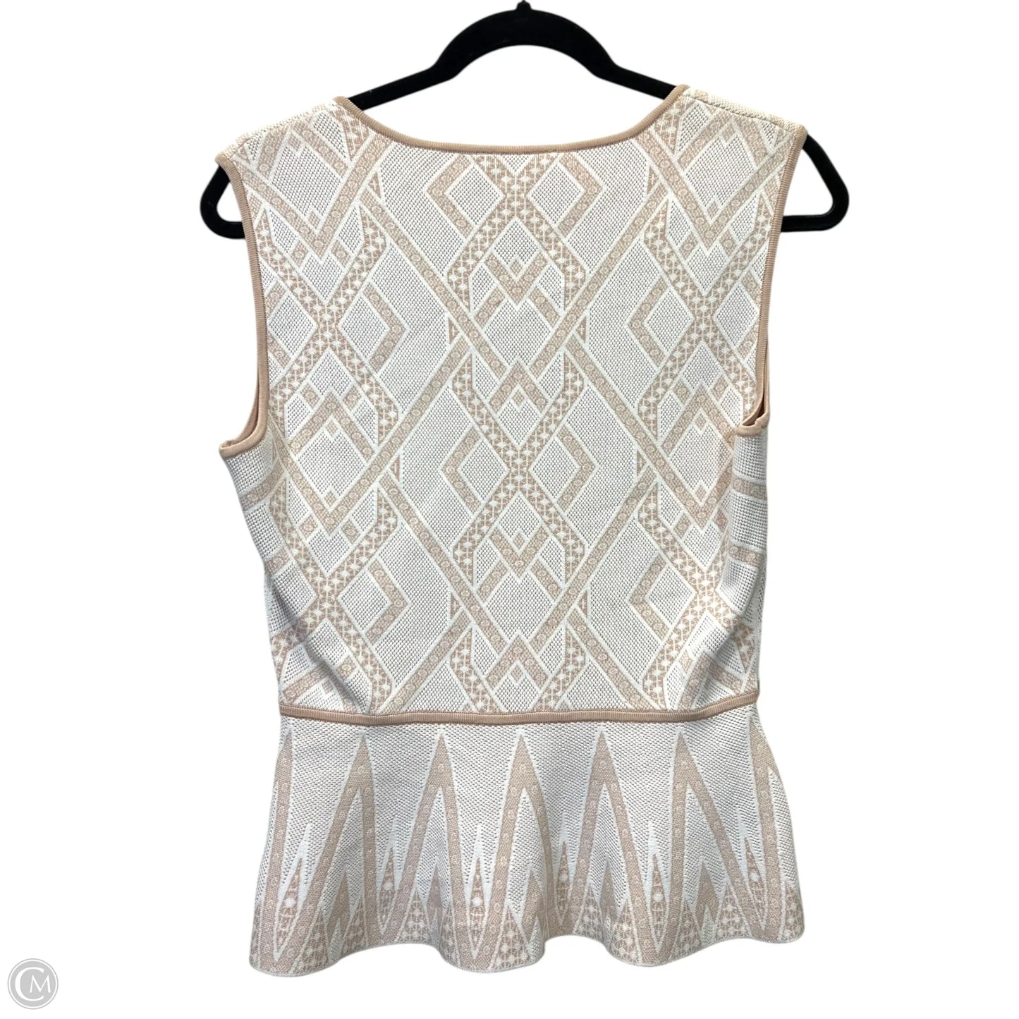 Top Sleeveless Designer By Bcbgmaxazria In Tan & White, Size: M
