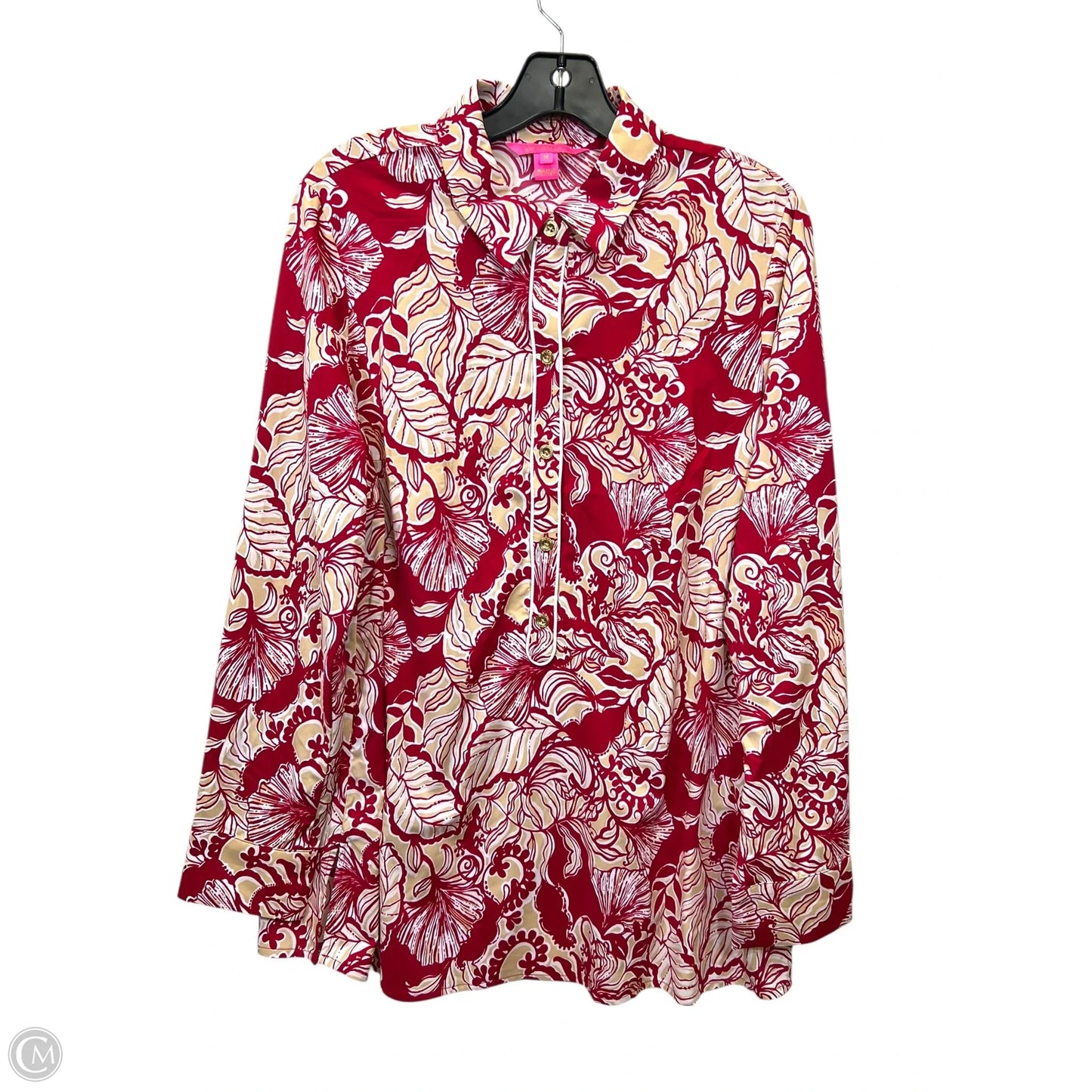 Top Long Sleeve By Lilly Pulitzer In Red & Tan, Size: M