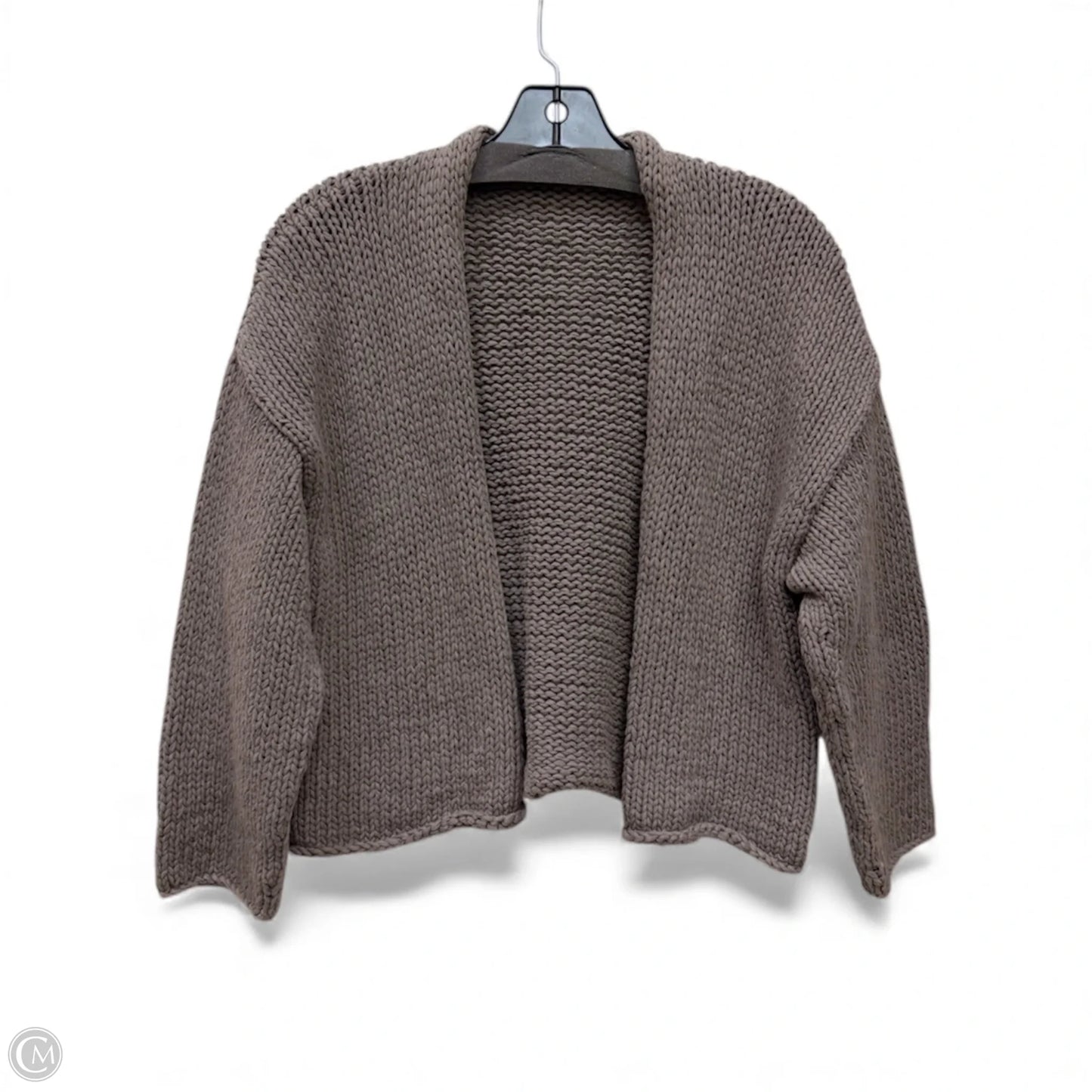 Sweater Cardigan Designer By Eileen Fisher In Taupe, Size: L