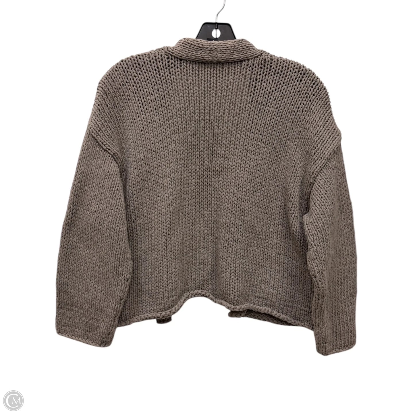 Sweater Cardigan Designer By Eileen Fisher In Taupe, Size: L