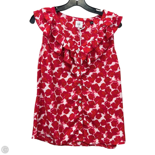 Top Sleeveless By Cabi In Red & White, Size: M