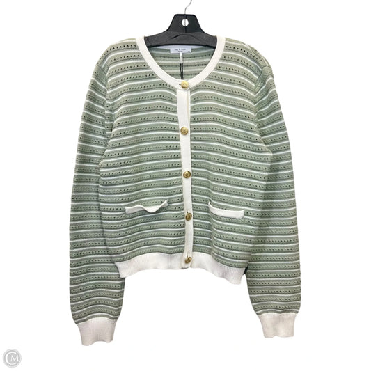 Sweater Cardigan Designer By Rag And Bone In Green & White, Size: L