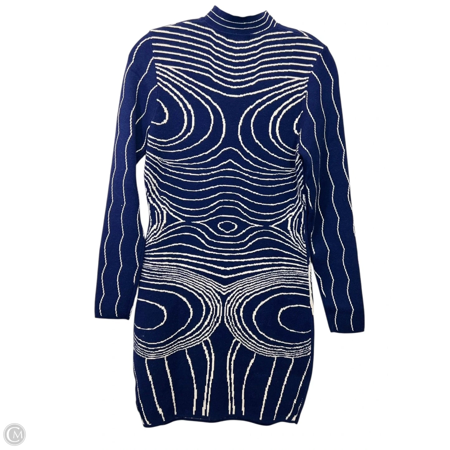 Dress Sweater By Fashion Nova In Blue & Cream, Size: L