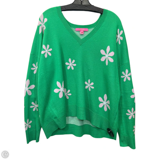 Sweater By Lilly Pulitzer In Green & Pink, Size: Xl