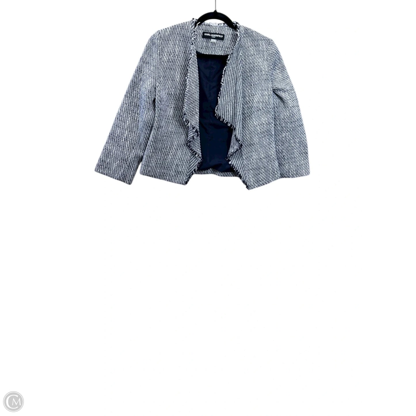 Cardigan Designer By Karl Lagerfeld In Blue & White, Size: Xs