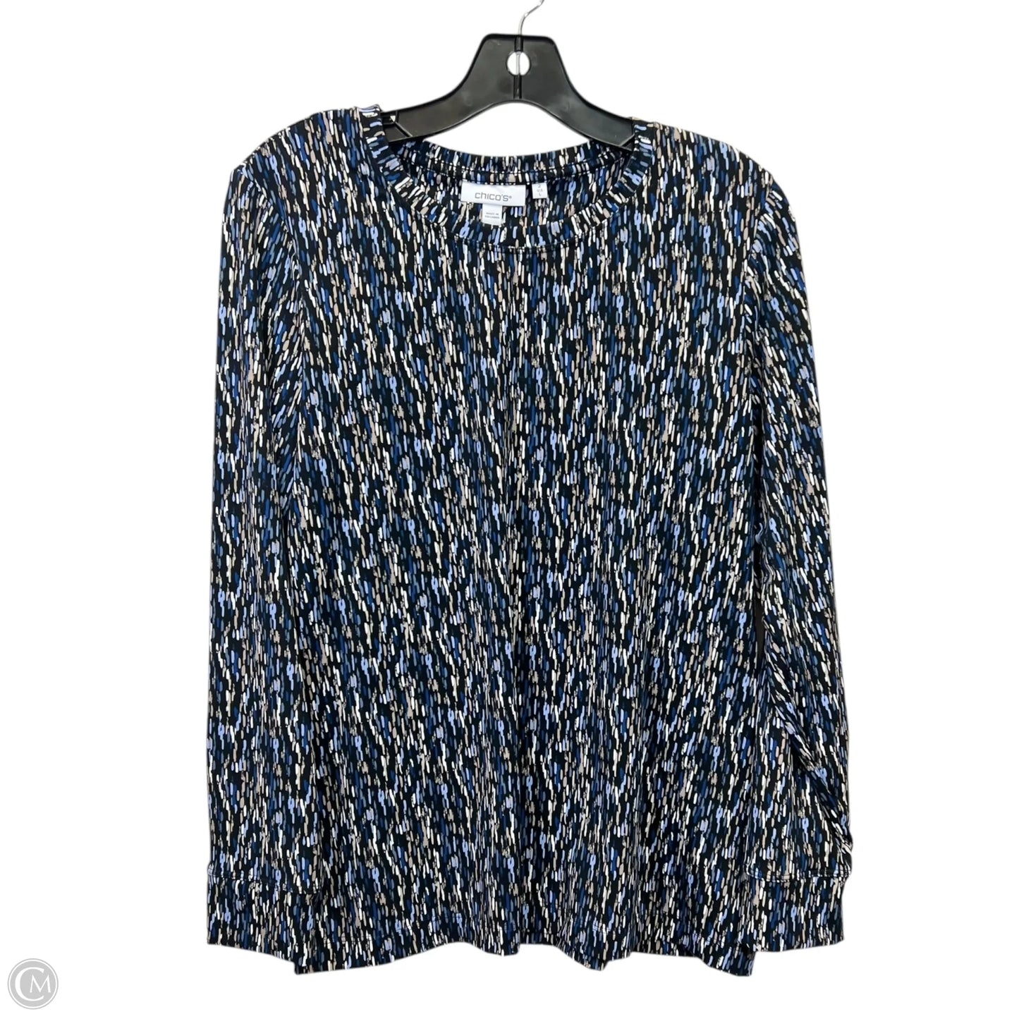 Top Long Sleeve By Chicos In Blue & Brown, Size: L