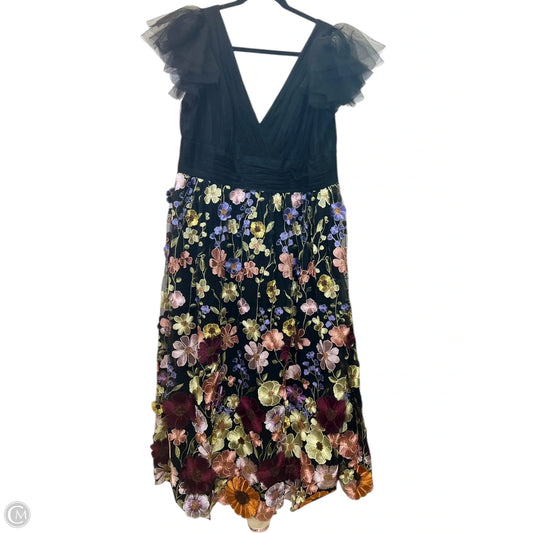 Dress Designer By Mac Duggal In Floral Print, Size: Xl
