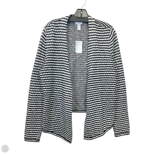 Sweater Cardigan By Chicos In Striped Pattern, Size: L