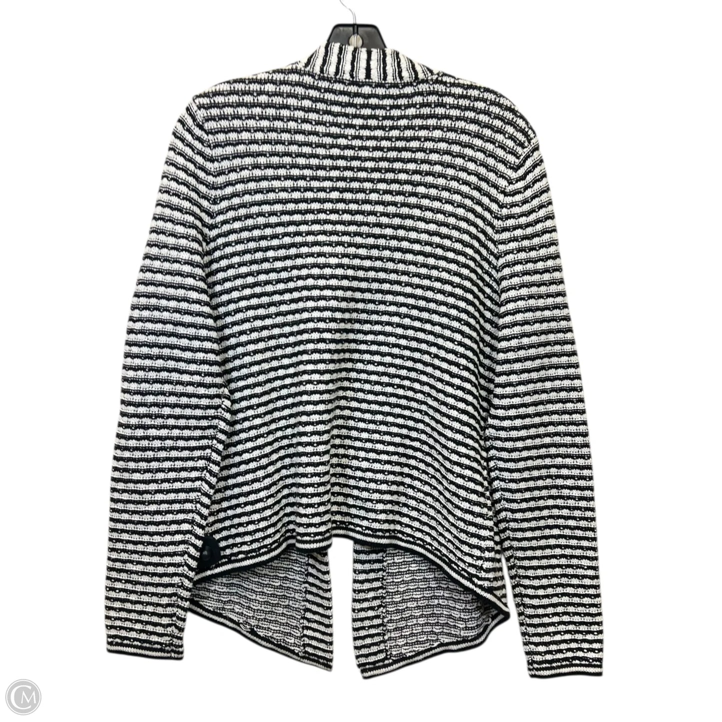 Sweater Cardigan By Chicos In Striped Pattern, Size: L