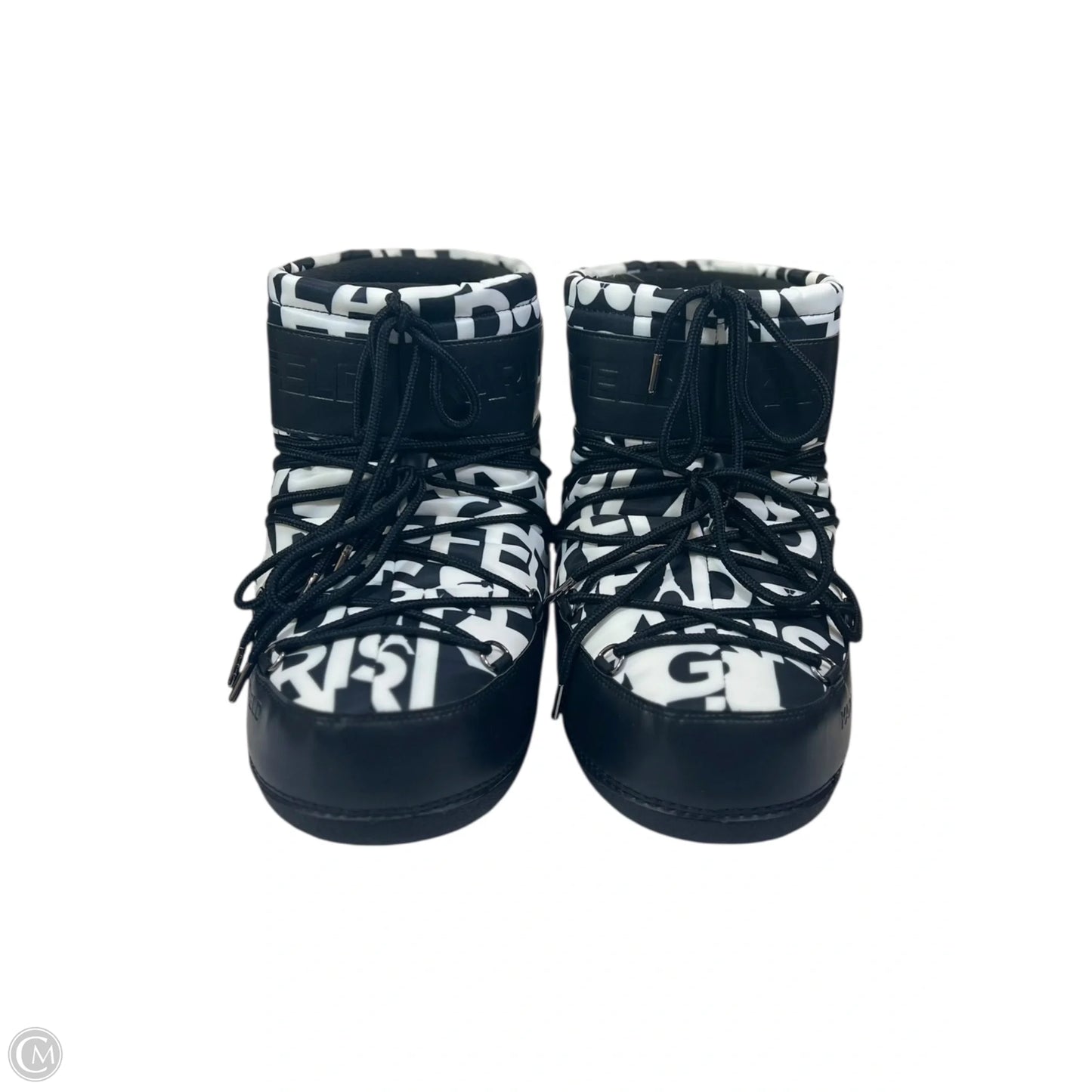 Boots Designer By Karl Lagerfeld In Black & White, Size: 7