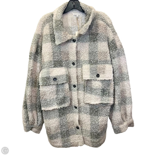 Jacket Faux Fur & Sherpa By Moon River In Cream & Grey, Size: L