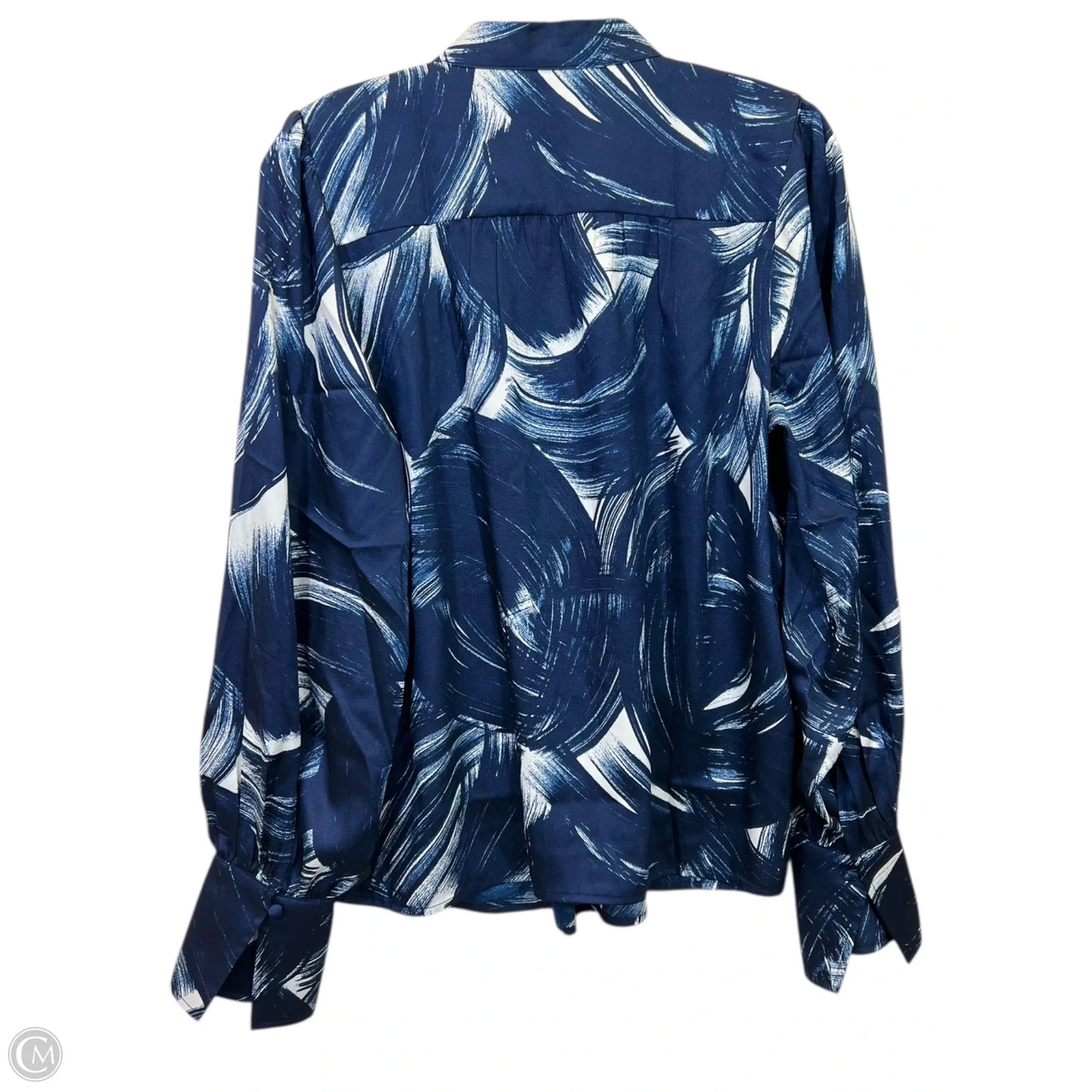 Top Long Sleeve By Banana Republic In Blue & White, Size: M