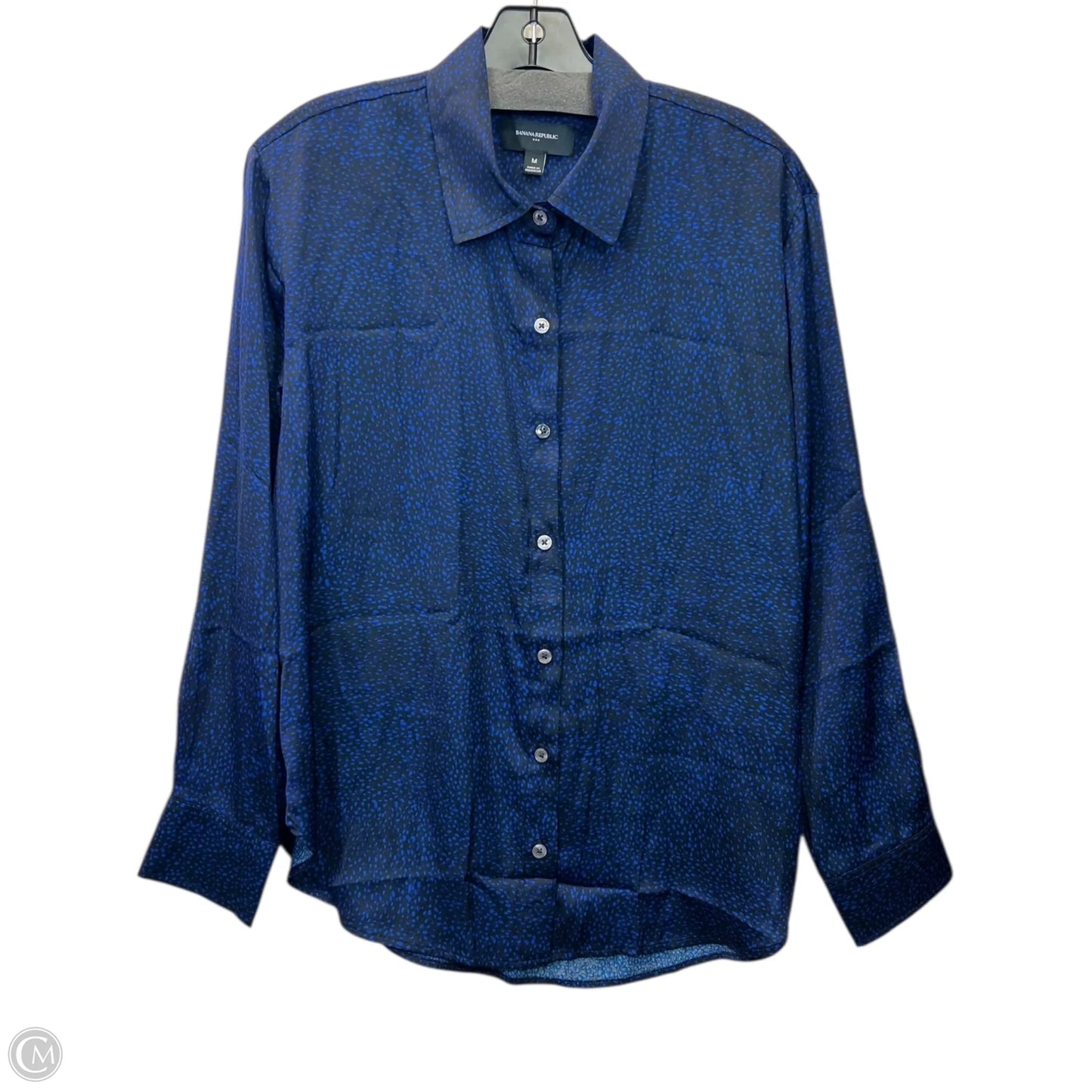 Top Long Sleeve By Banana Republic In Black & Blue, Size: M