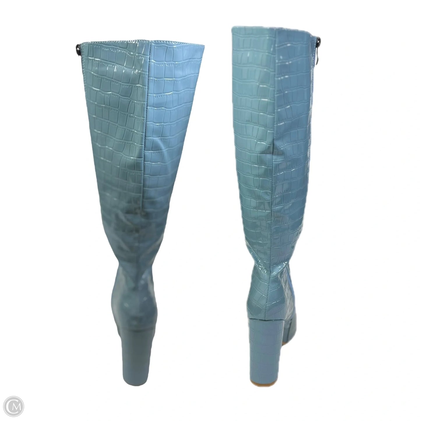 Boots Mid-calf Heels By Clothes Mentor In Blue, Size: 5